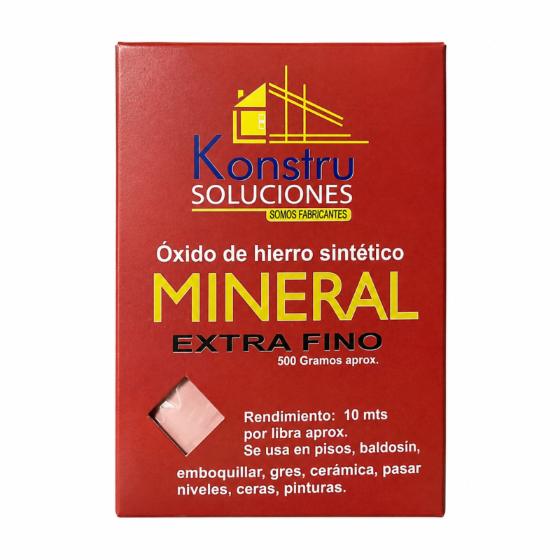 ChatGPT Image 7 ago 2026, 02_38_22 p.m. Mineral Extra Fino Konstrusoluciones – Óxido de Hierro Sintético | 500 g